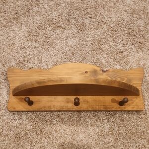 Rustic Wooden Wall Shelf with Hooks